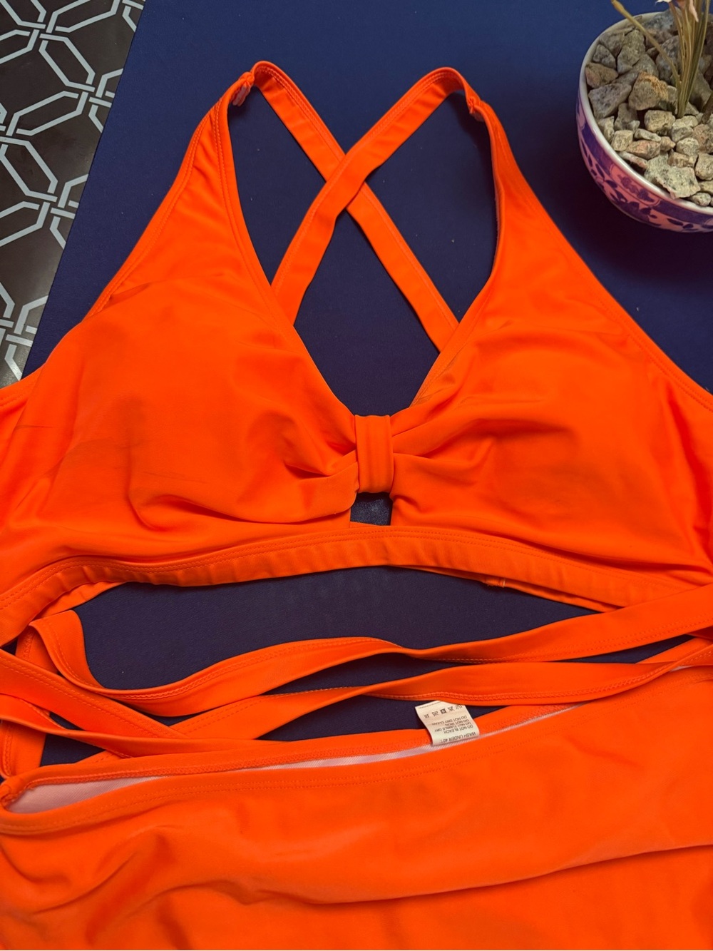 SHEIN Bright Orange Crisscross Tie-Back Bikini Set